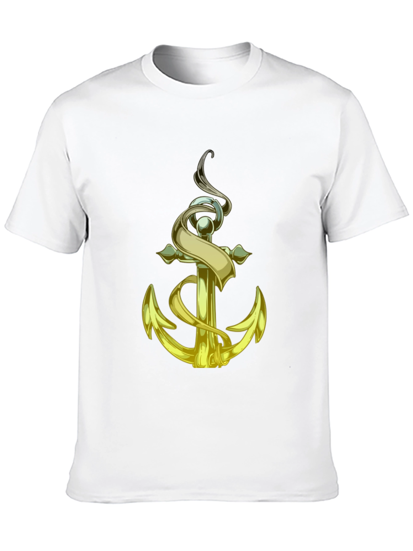 Golden Anchor Graphic Tee - Nautical Style