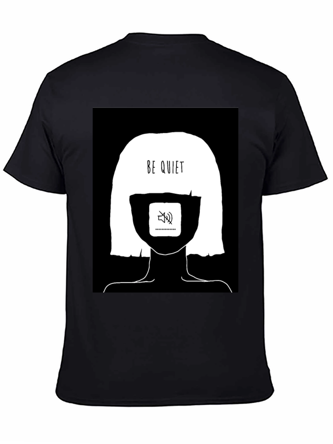 Be Quiet Graphic Tee - Black Cotton Unisex