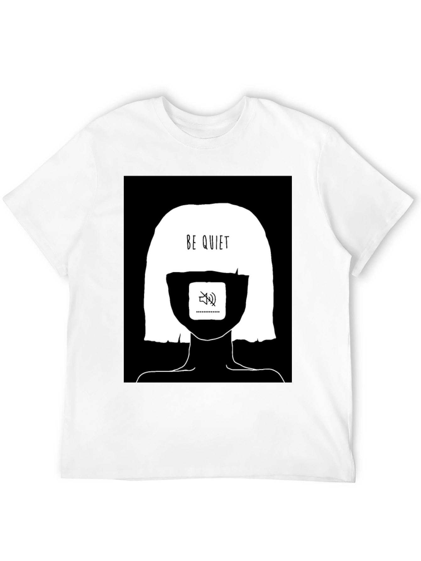 Be Quiet Graphic Tee - Black Cotton Unisex