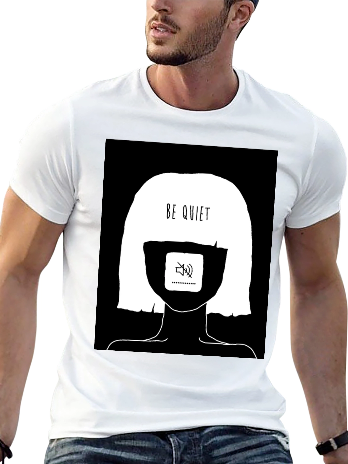 Be Quiet Graphic Tee - Black Cotton Unisex