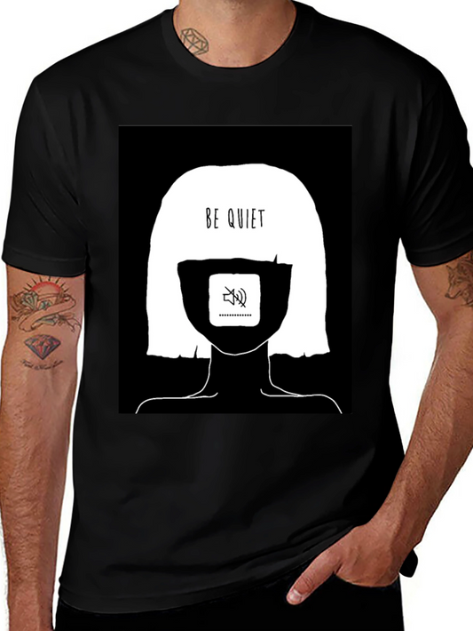 Be Quiet Graphic Tee - Black Cotton Unisex