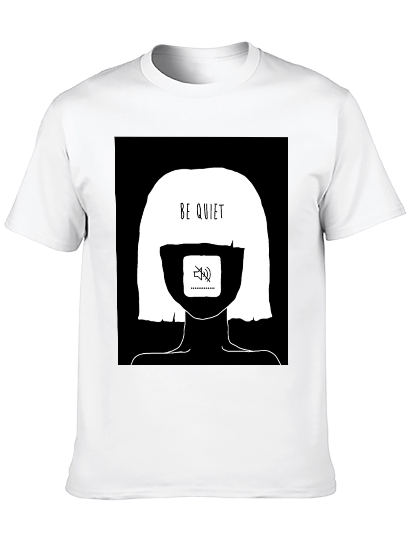 Be Quiet Graphic Tee - Black Cotton Unisex