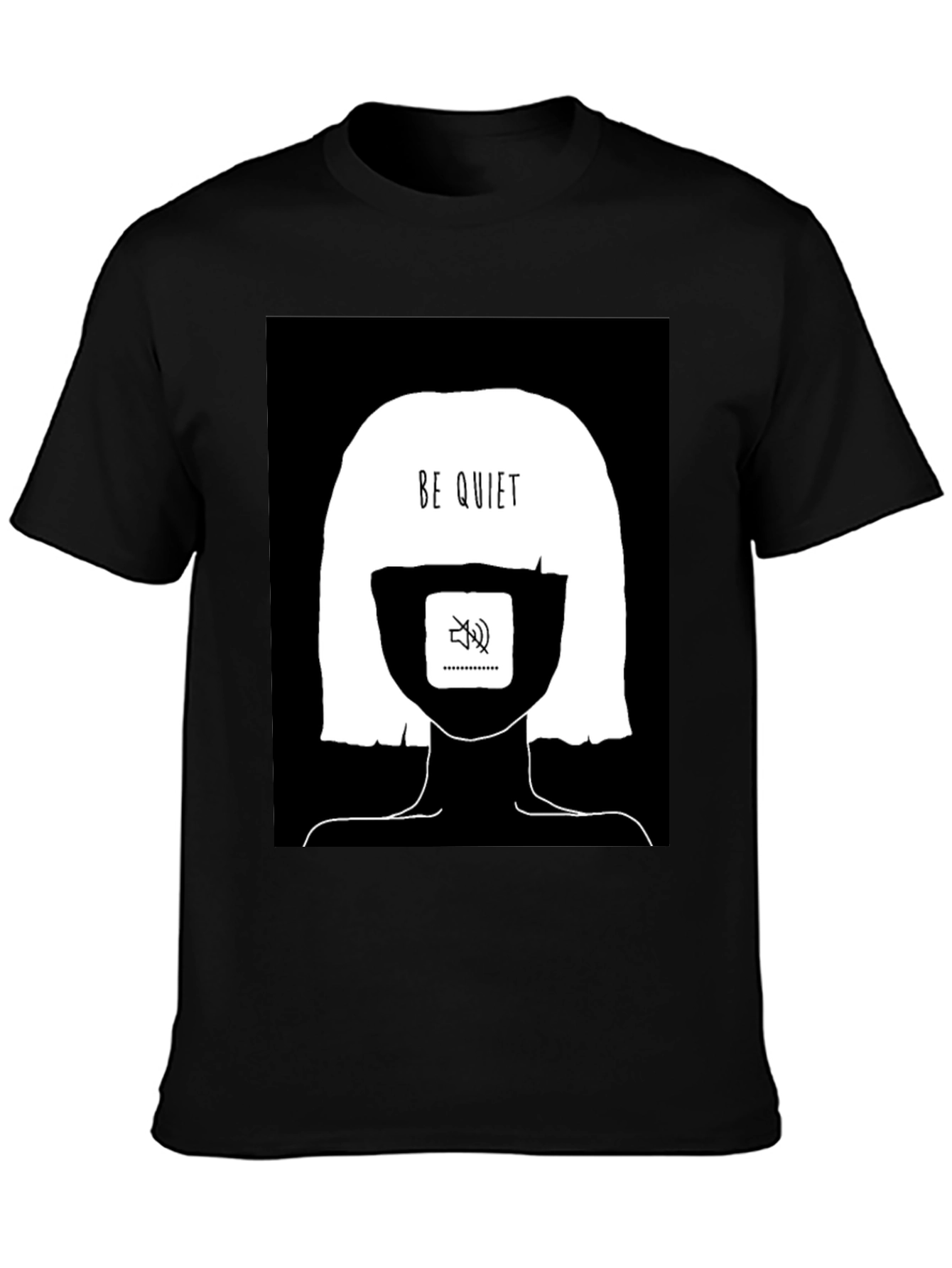 Be Quiet Graphic Tee - Black Cotton Unisex