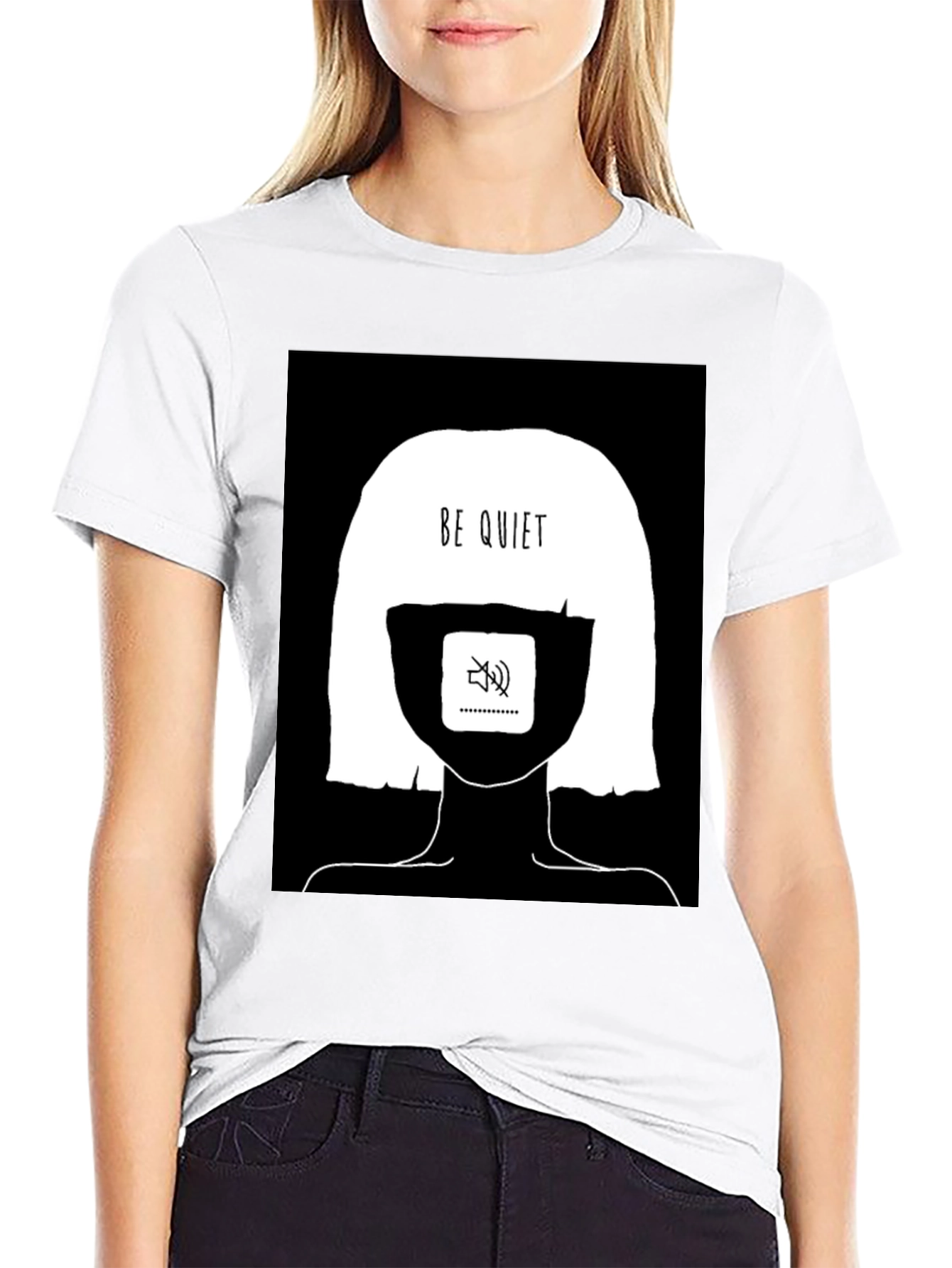 Be Quiet Graphic Tee - Black Cotton Unisex