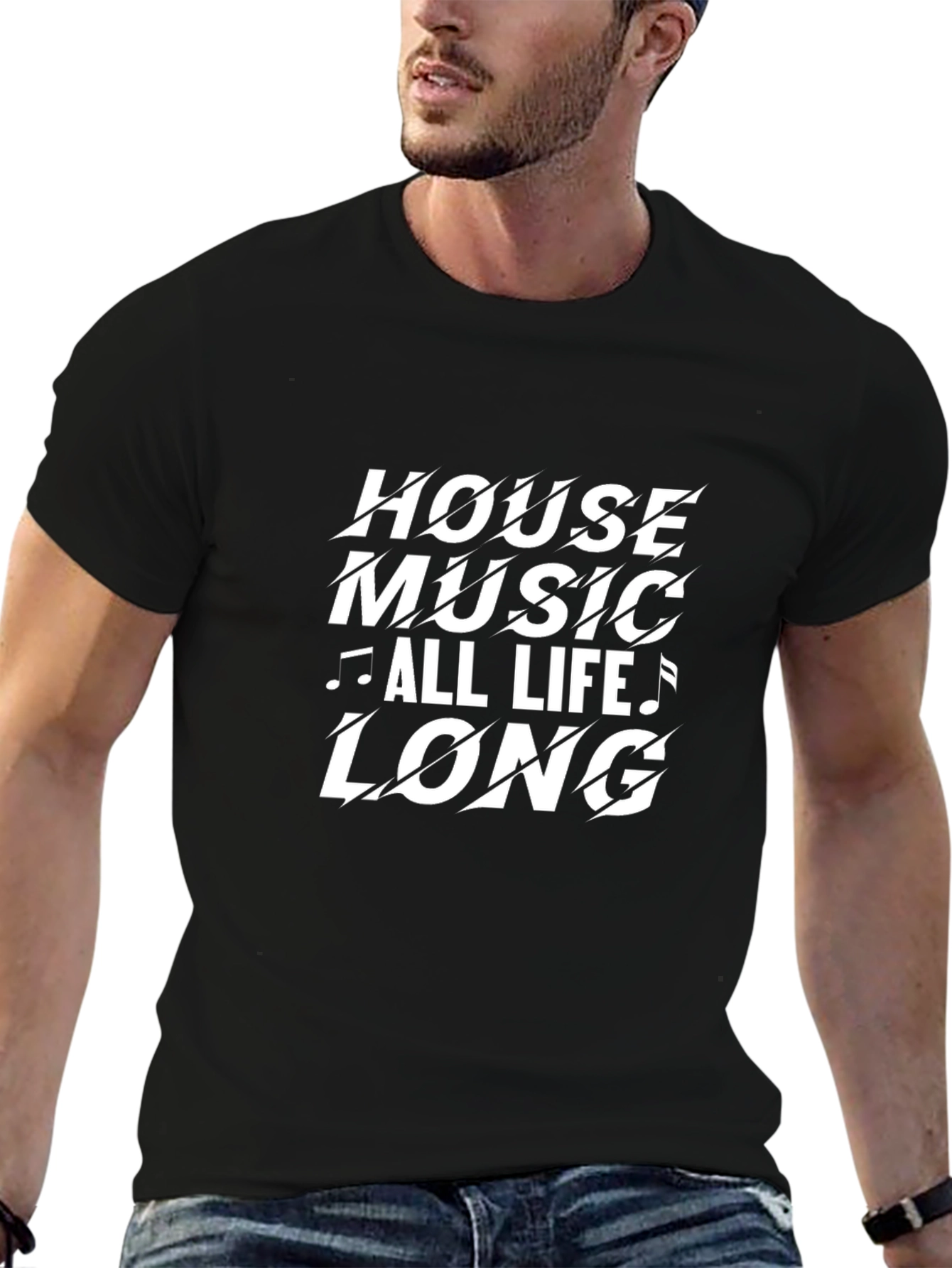 House Music All Life Long Black T-Shirt