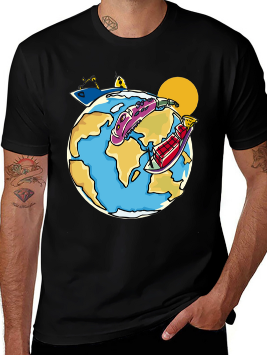 Cartoon Earth Travel T-Shirt