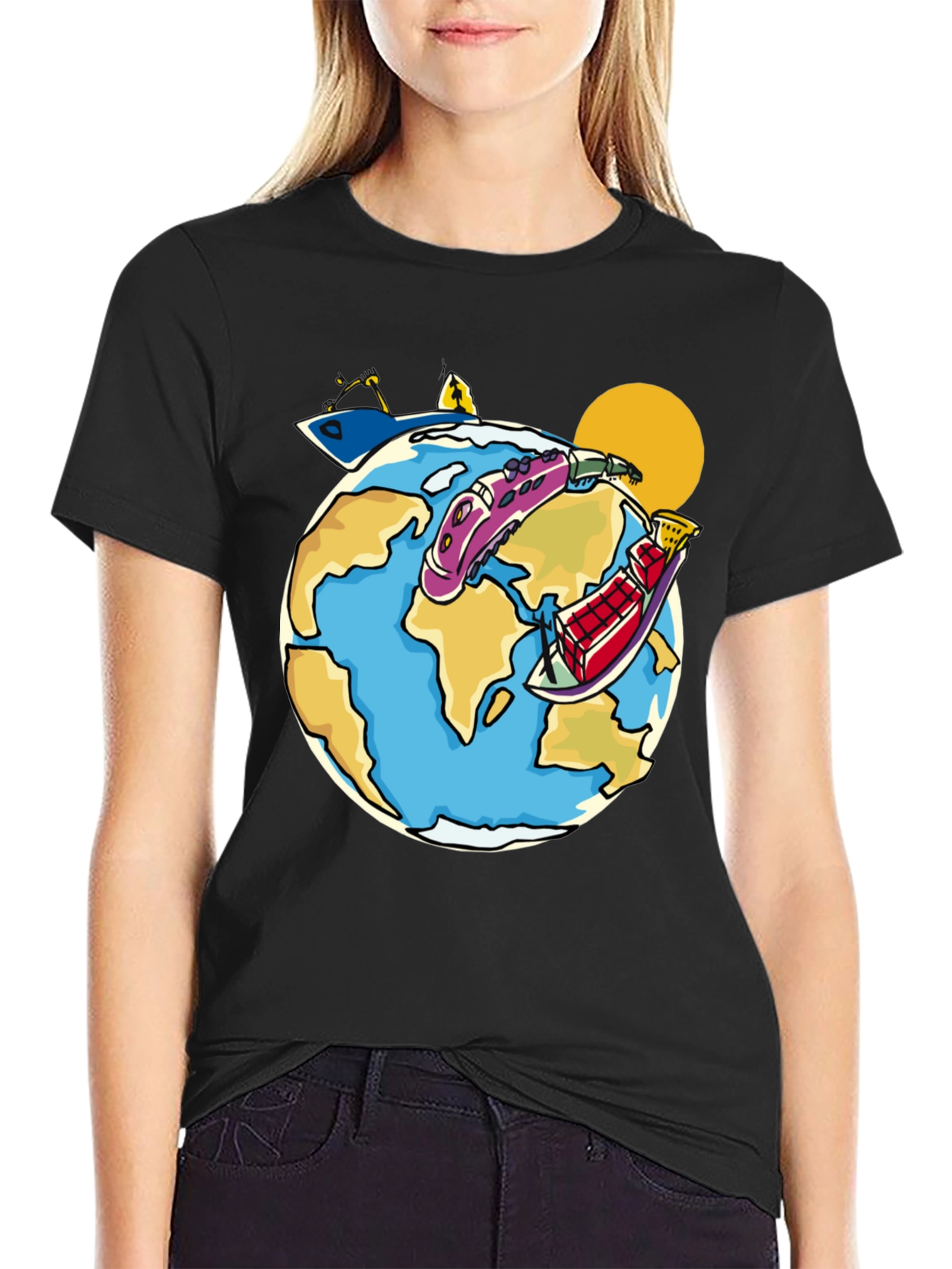 Cartoon Earth Travel T-Shirt