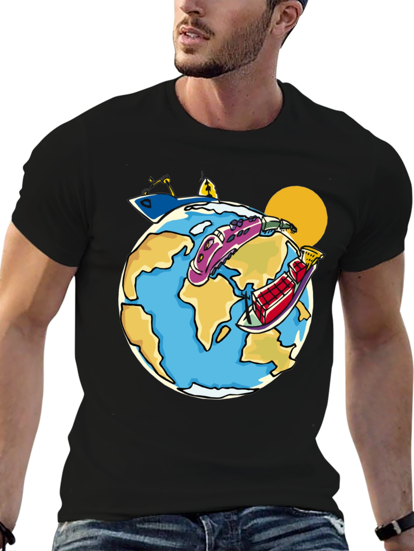 Cartoon Earth Travel T-Shirt