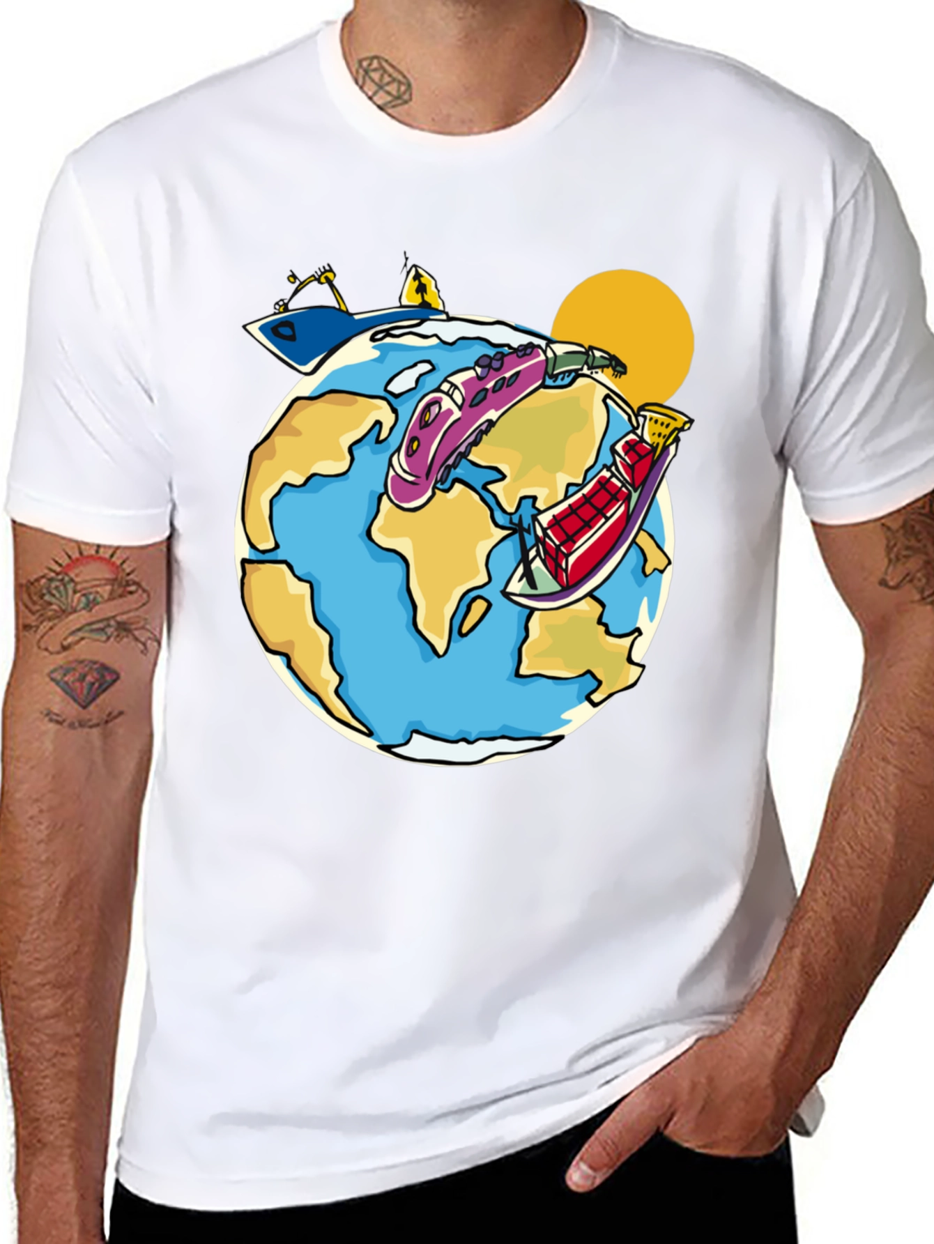 Cartoon Earth Travel T-Shirt