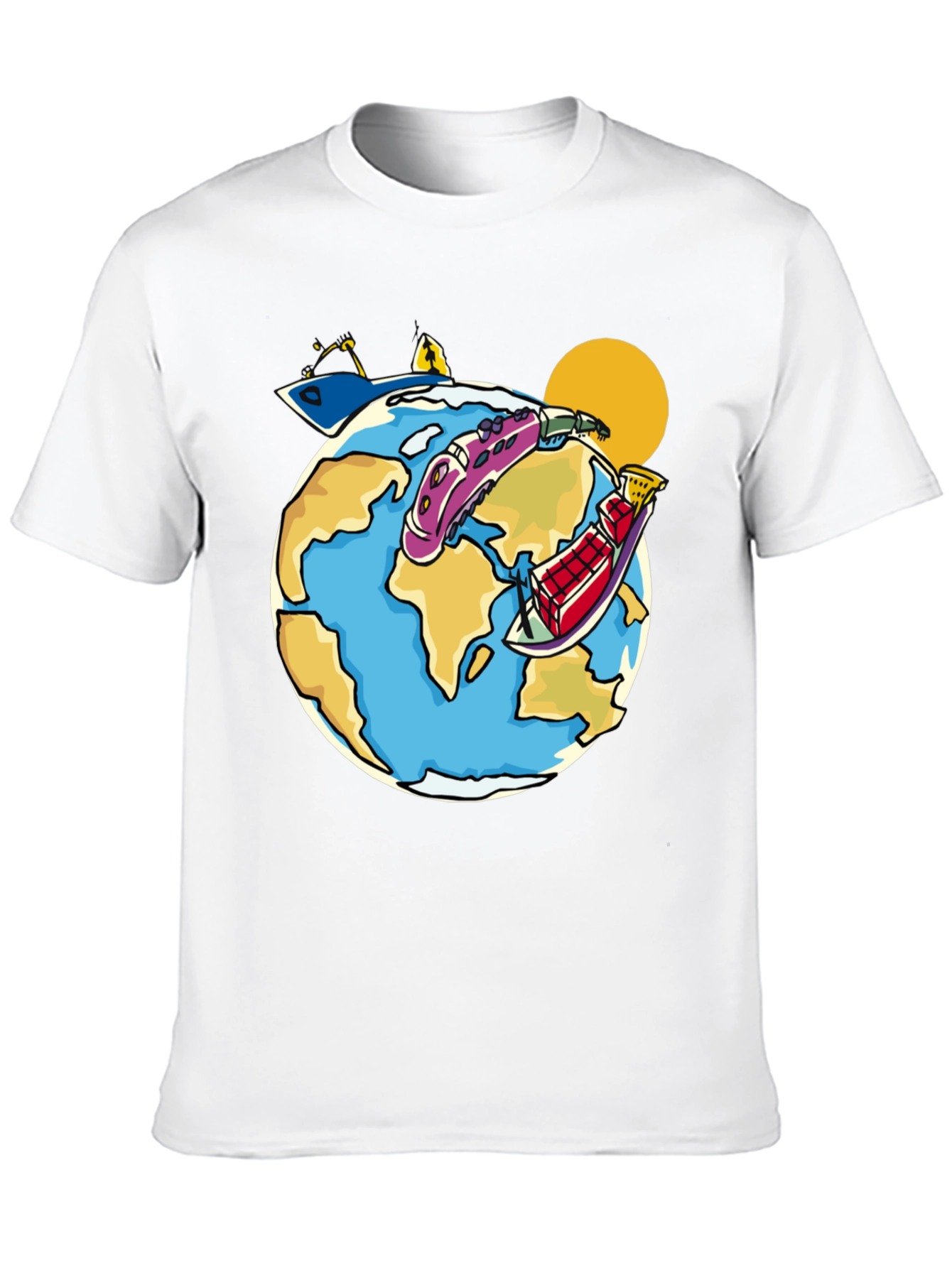 Cartoon Earth Travel T-Shirt