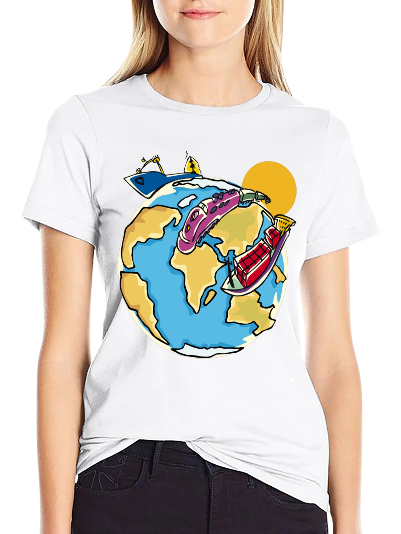 Cartoon Earth Travel T-Shirt