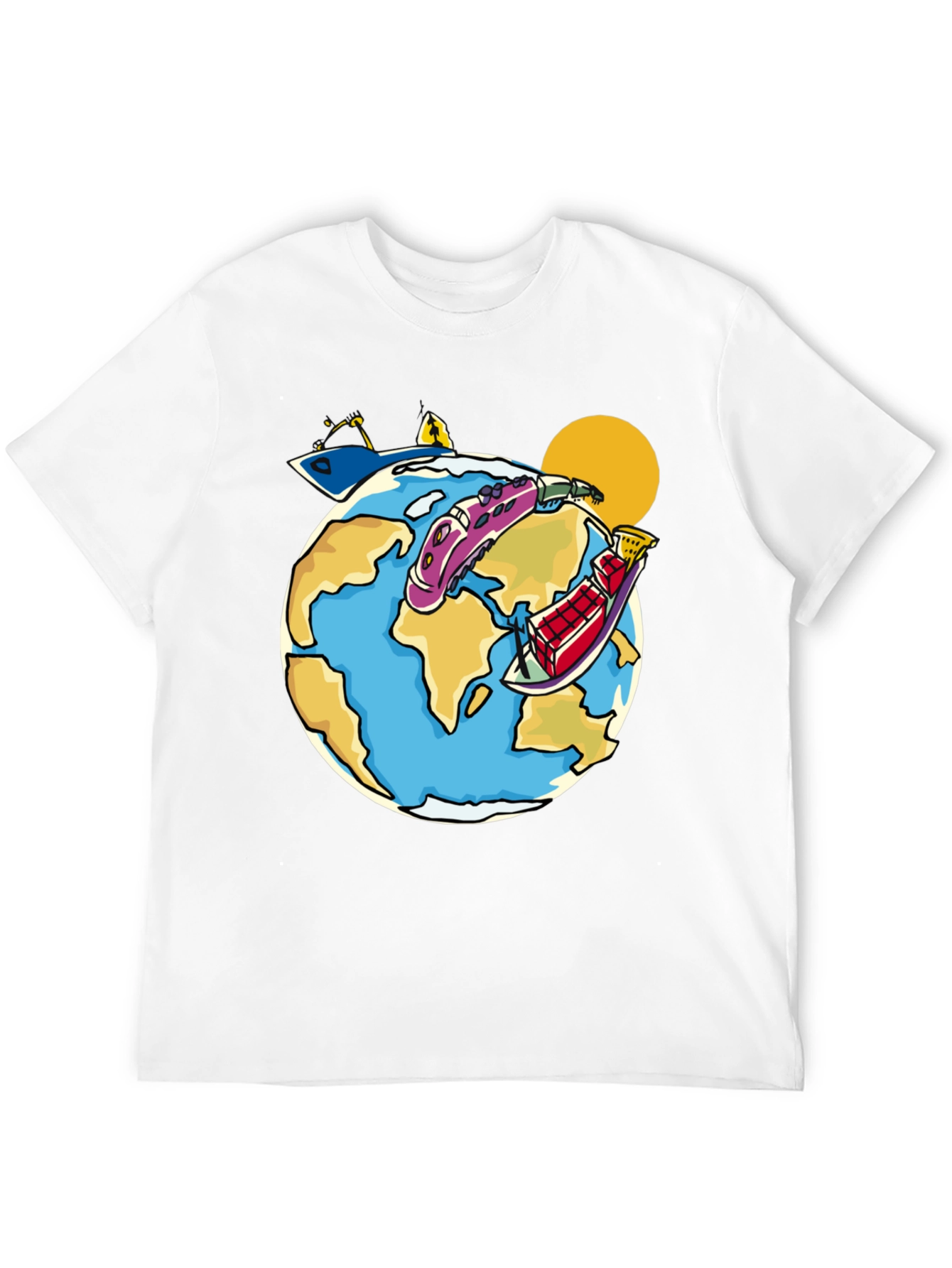Cartoon Earth Travel T-Shirt
