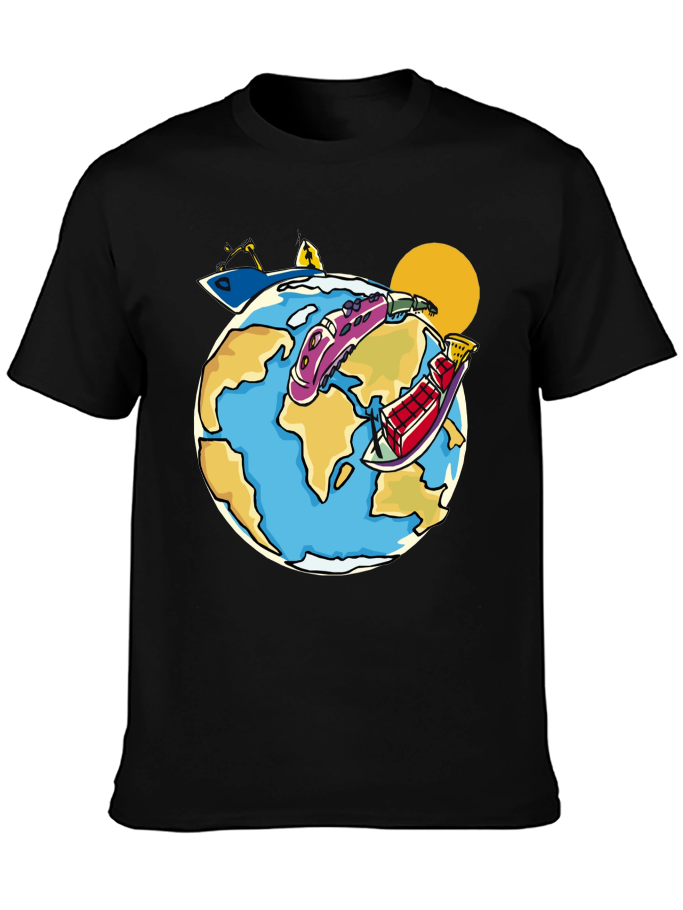 Cartoon Earth Travel T-Shirt