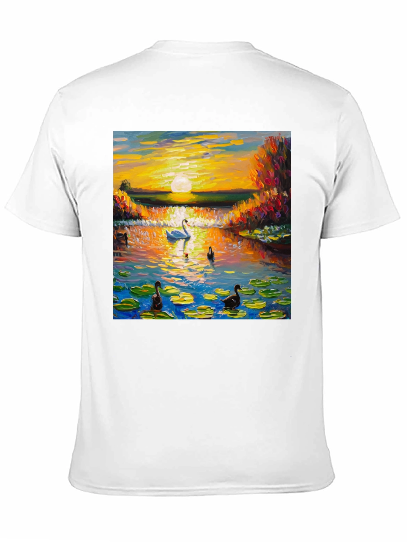 Swan Lake Sunset Graphic T-Shirt