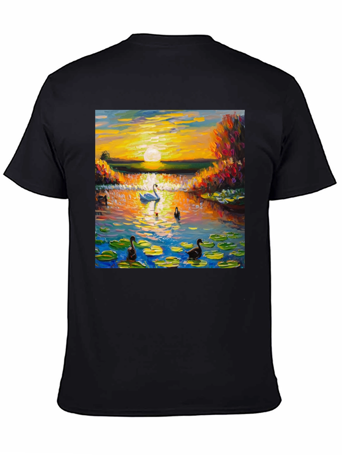 Swan Lake Sunset Graphic T-Shirt