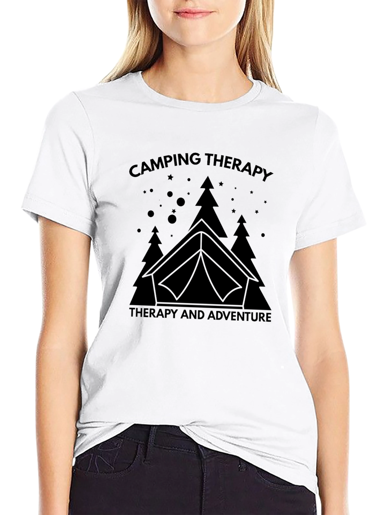 Camping Therapy Black T-Shirt