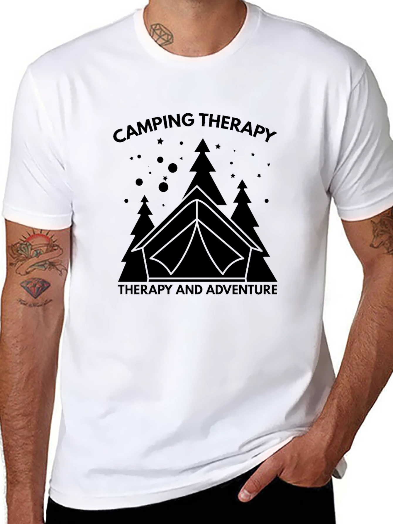Camping Therapy Black T-Shirt