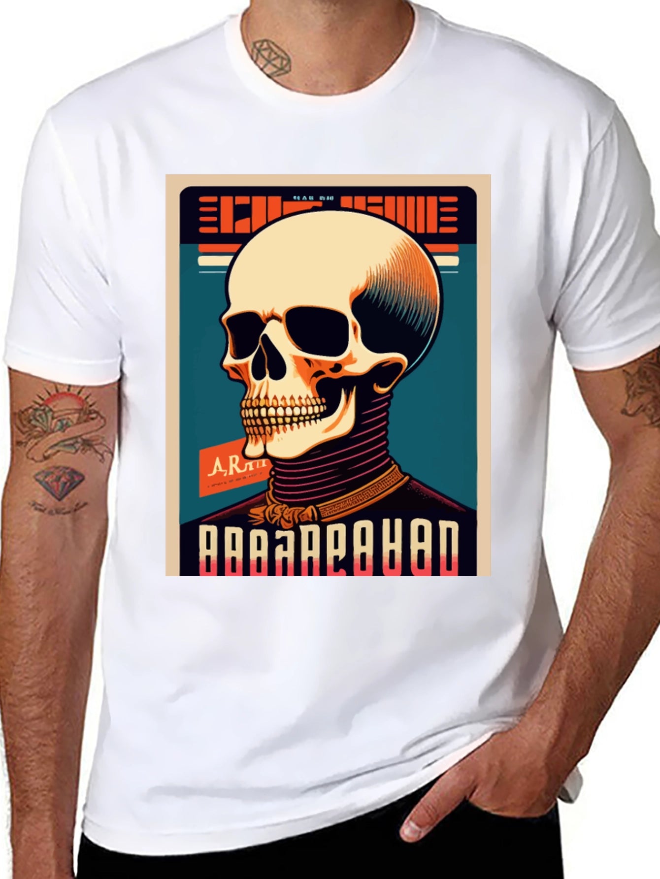 Skull Graphic Print Crew Neck T-Shirt
