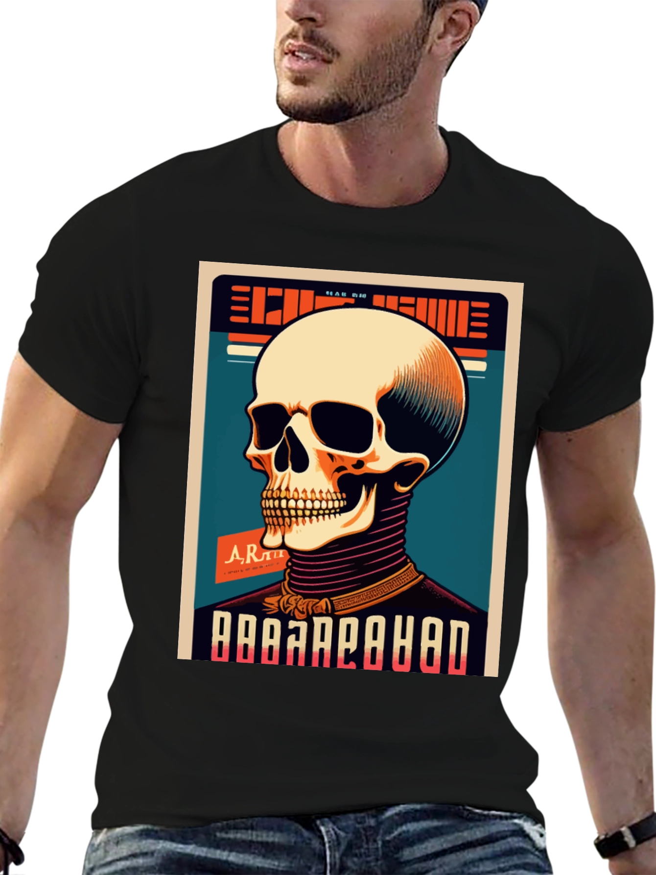 Skull Graphic Print Crew Neck T-Shirt