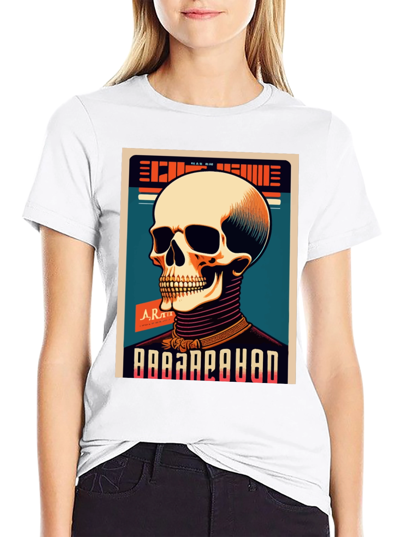 Skull Graphic Print Crew Neck T-Shirt