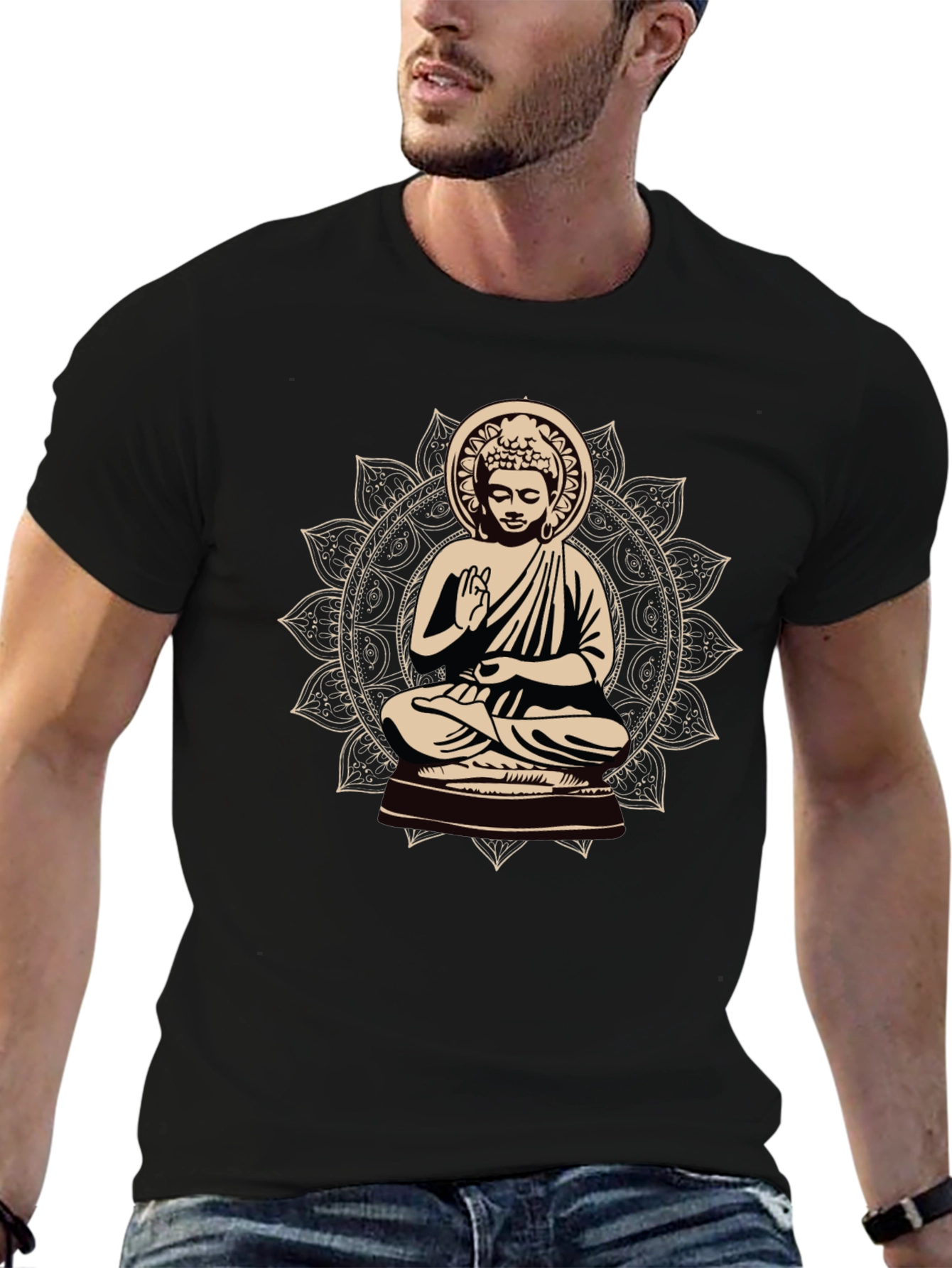 Buddha Mandala Graphic Tee - Spiritual Style