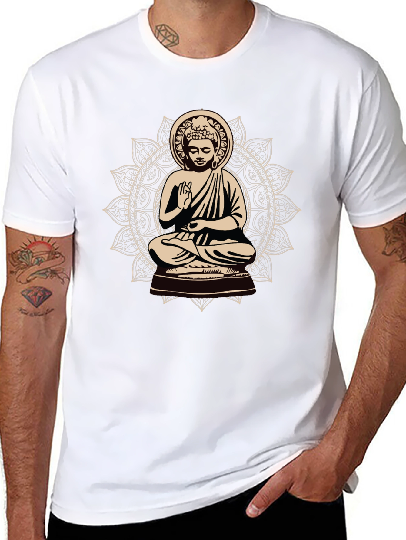 Buddha Mandala Graphic Tee - Spiritual Style