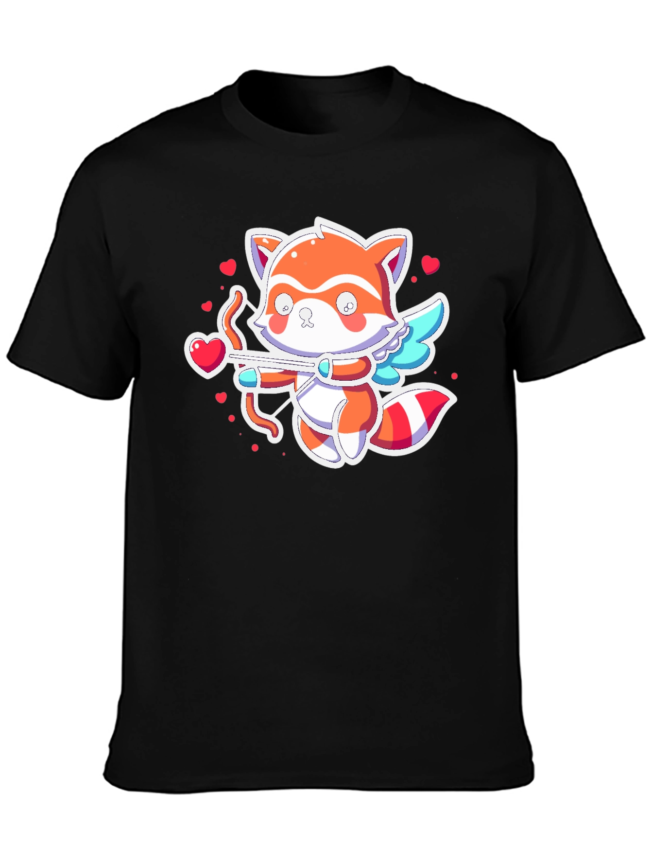 Cupid Raccoon Black T-Shirt