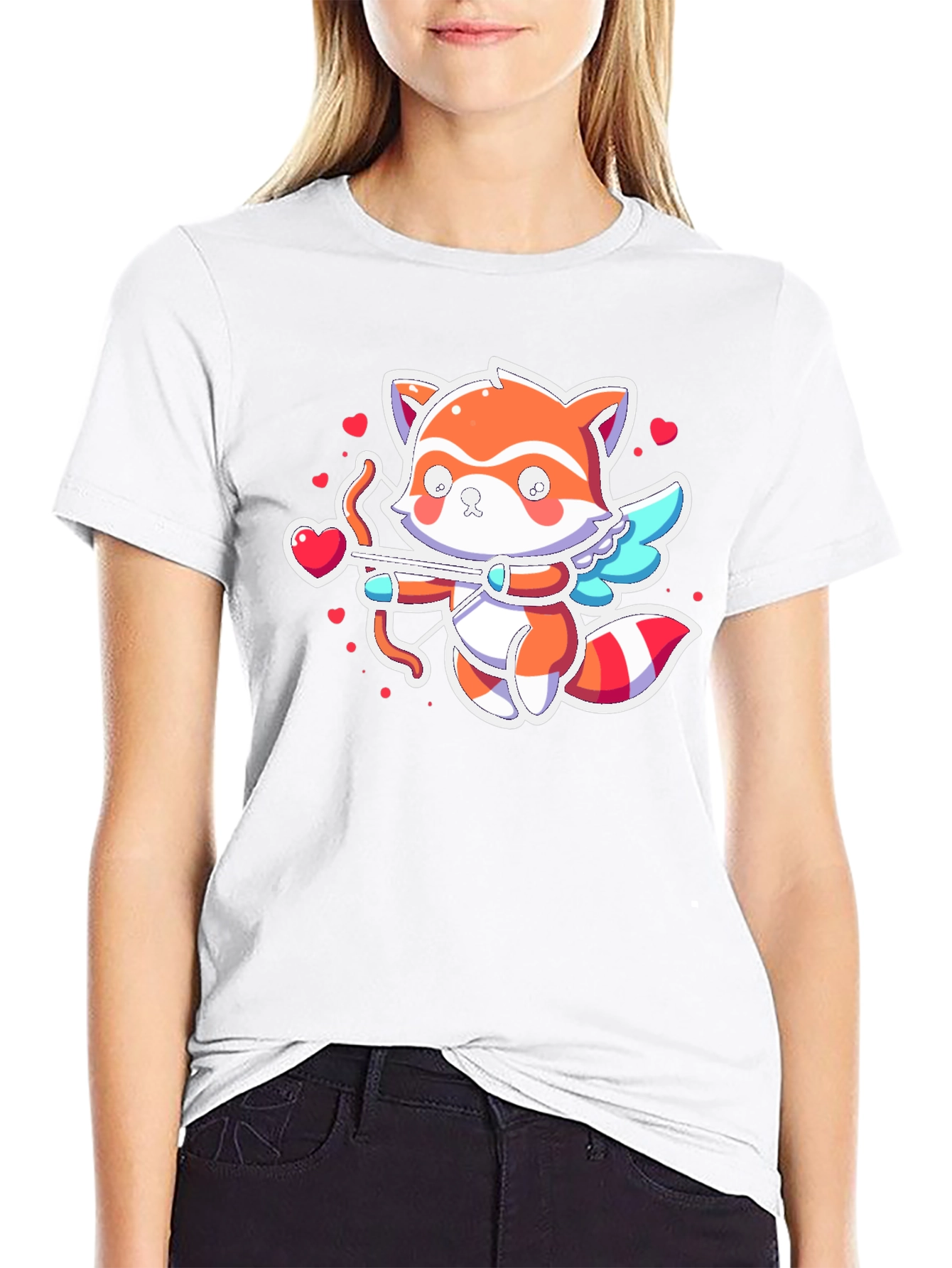 Cupid Raccoon Black T-Shirt