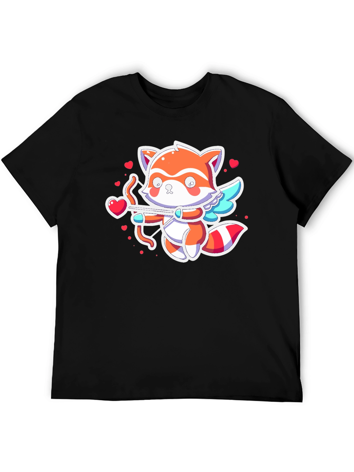 Cupid Raccoon Black T-Shirt