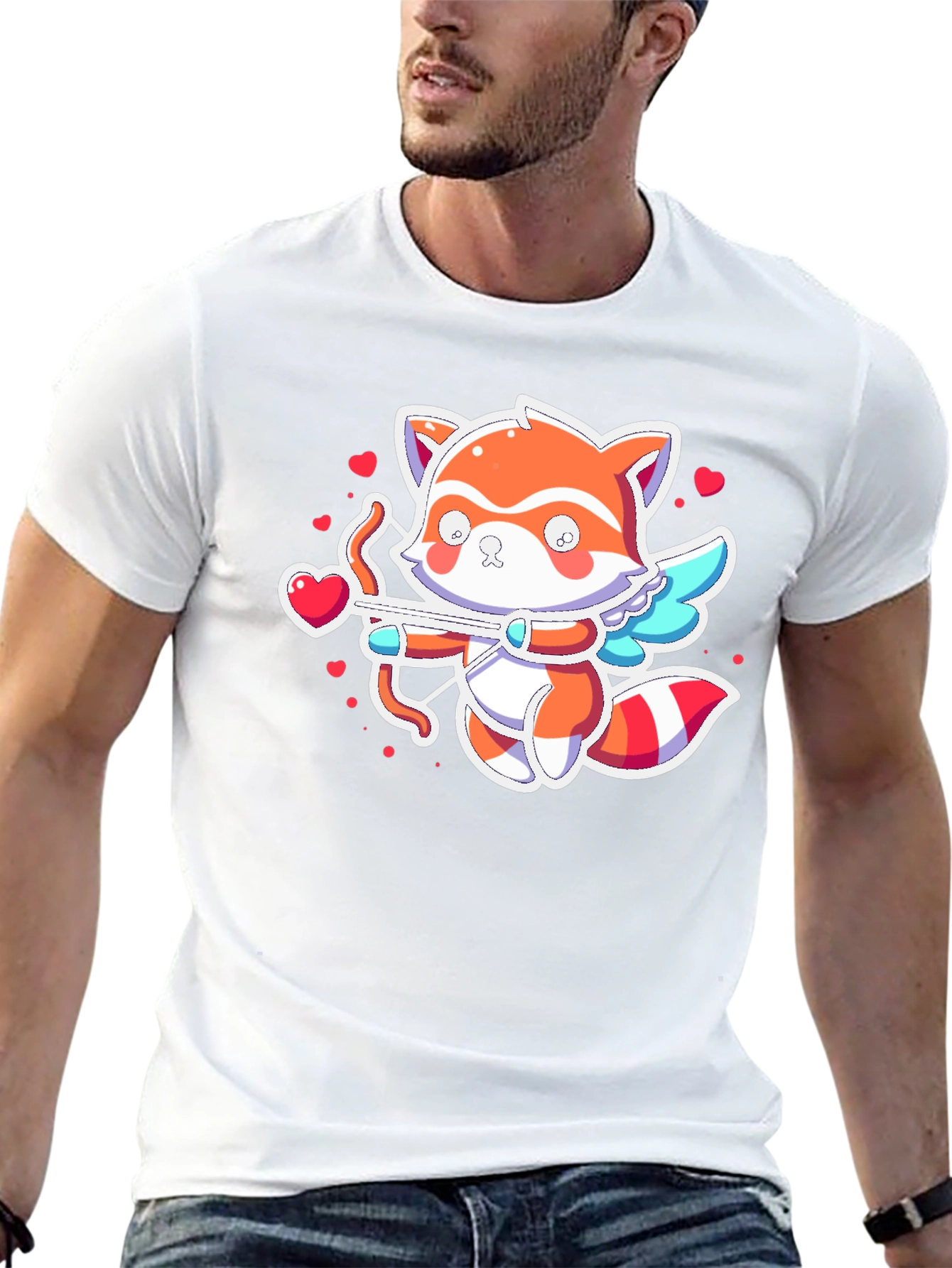 Cupid Raccoon Black T-Shirt