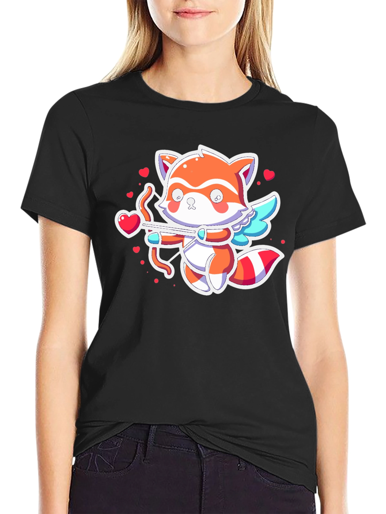 Cupid Raccoon Black T-Shirt