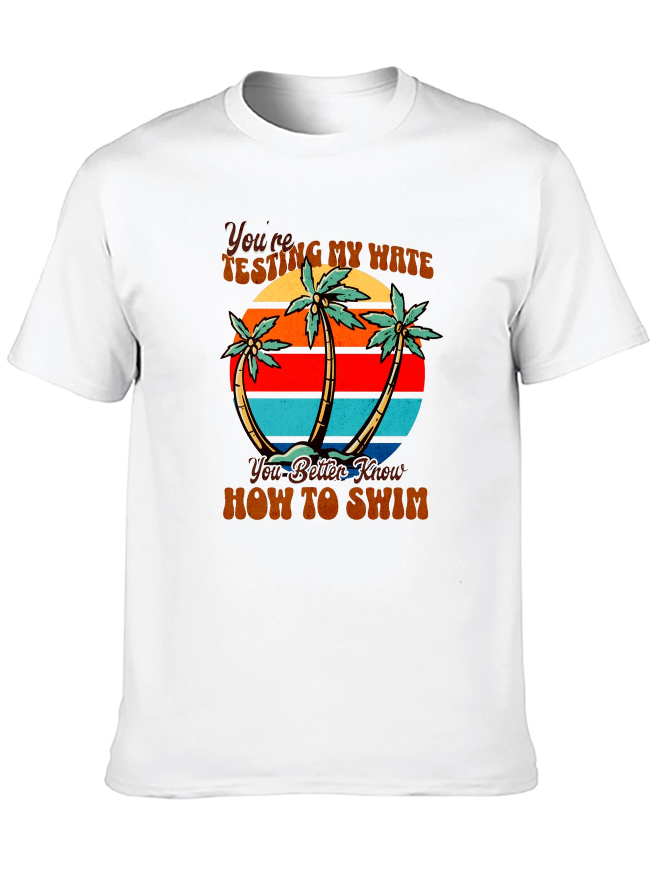 Retro Beach Palm Tree Mens Black T-Shirt