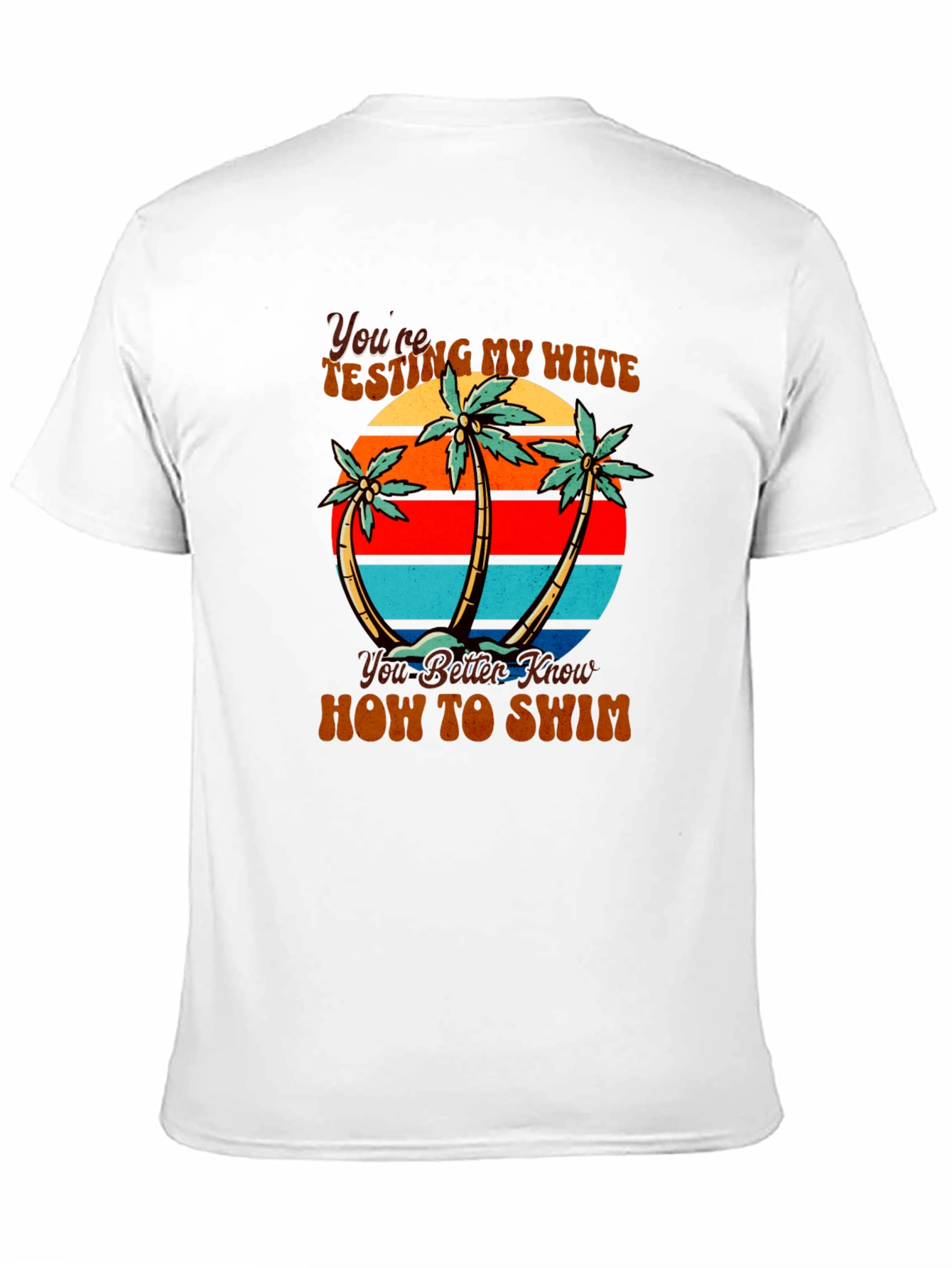 Retro Beach Palm Tree Mens Black T-Shirt