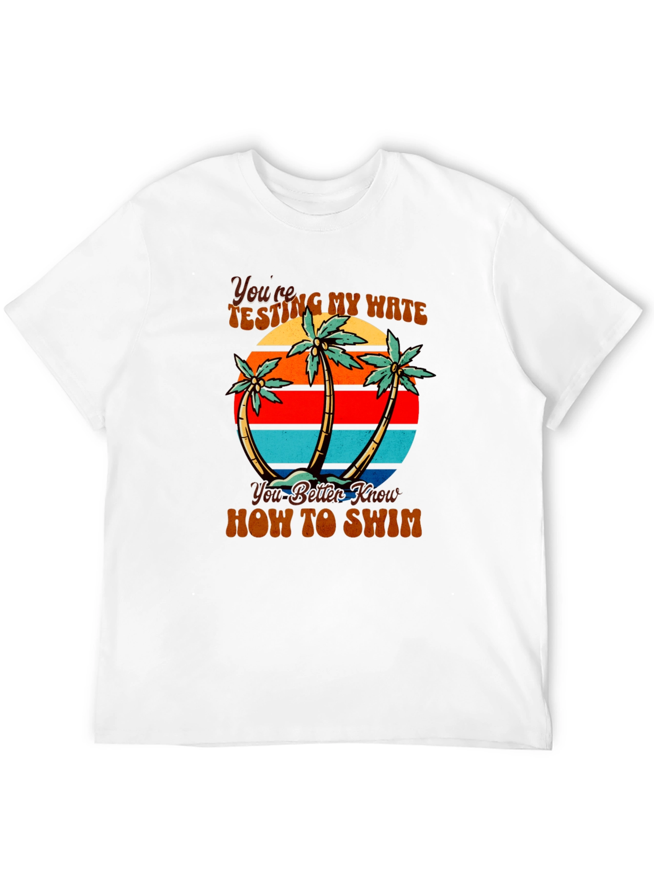 Retro Beach Palm Tree Mens Black T-Shirt