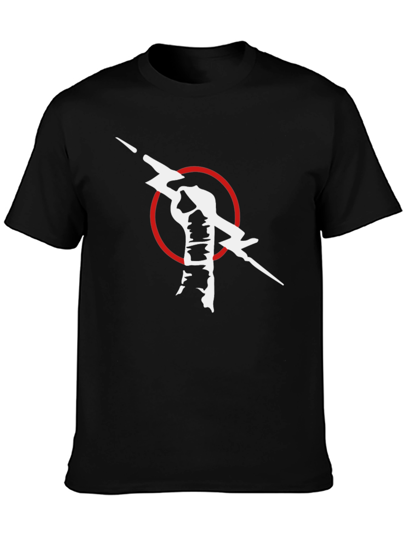 Black T-Shirt with Fist & Lightning Bolt Graphic