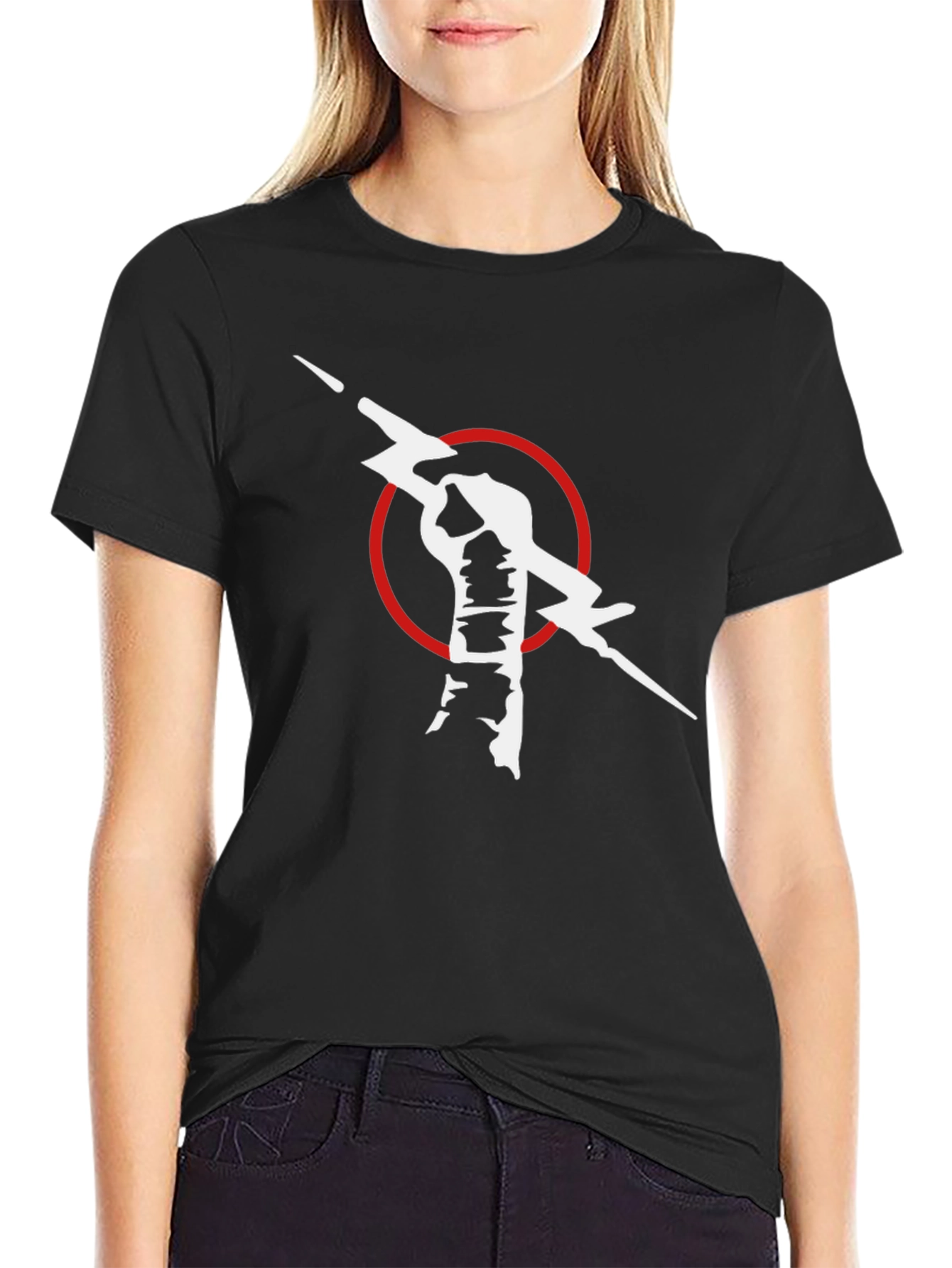 Black T-Shirt with Fist & Lightning Bolt Graphic