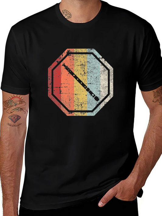 Retro Flute Octagon Graphic T-Shirt