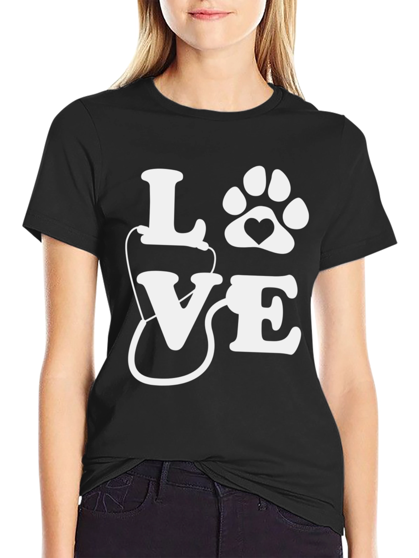Vet Tech Love Paw Print T-Shirt
