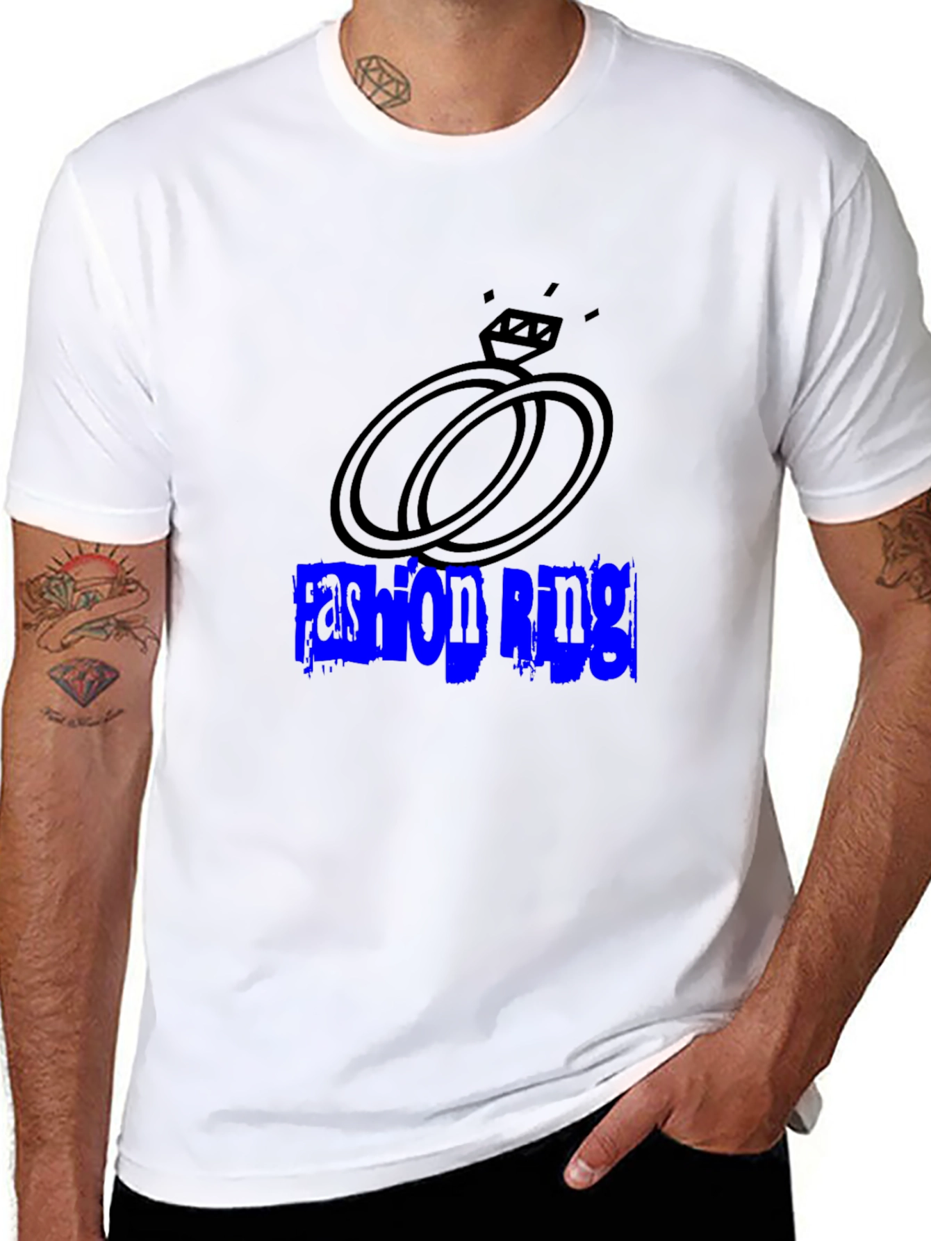 Fashion Ring Graphic T-Shirt - Black Casual Tee