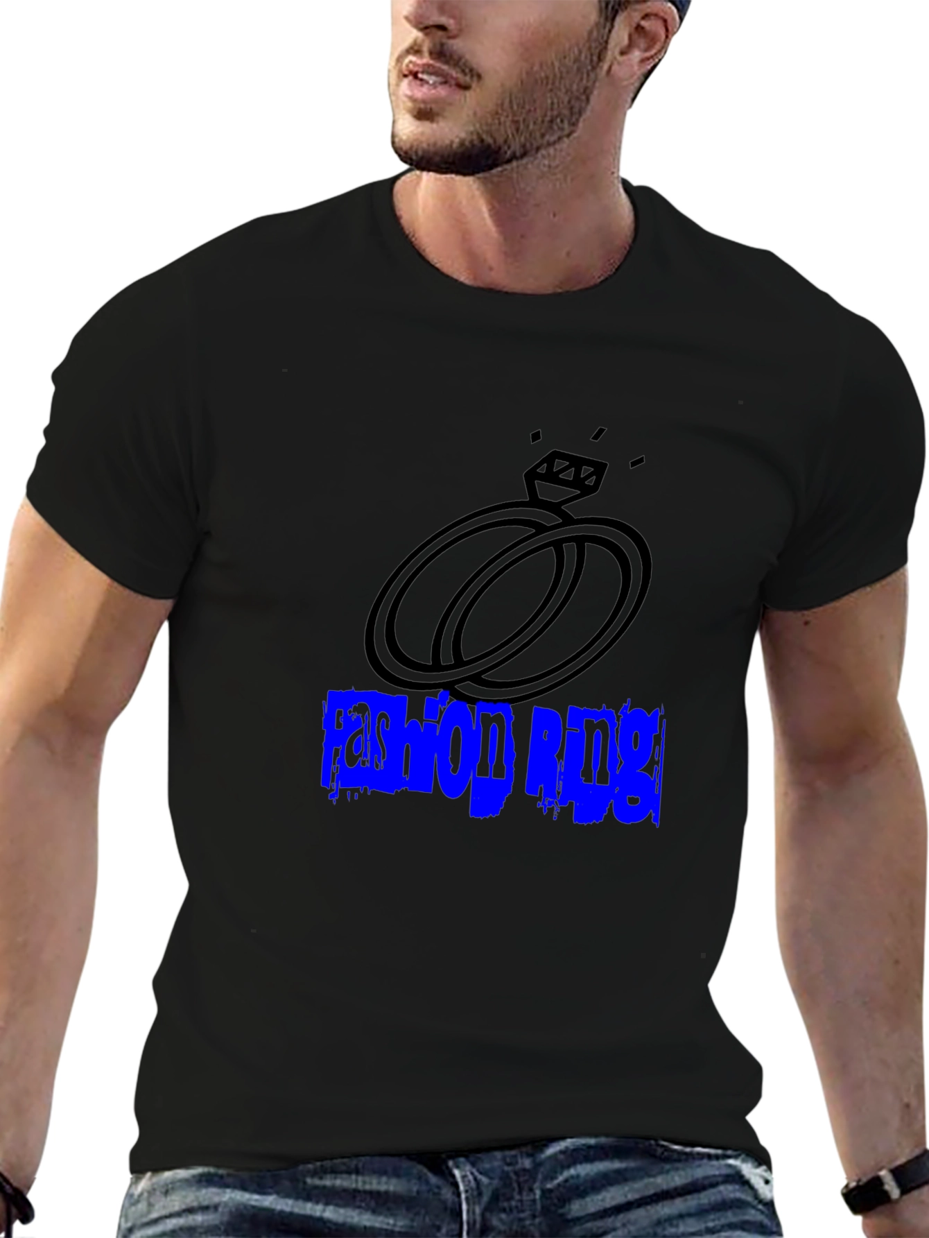 Fashion Ring Graphic T-Shirt - Black Casual Tee
