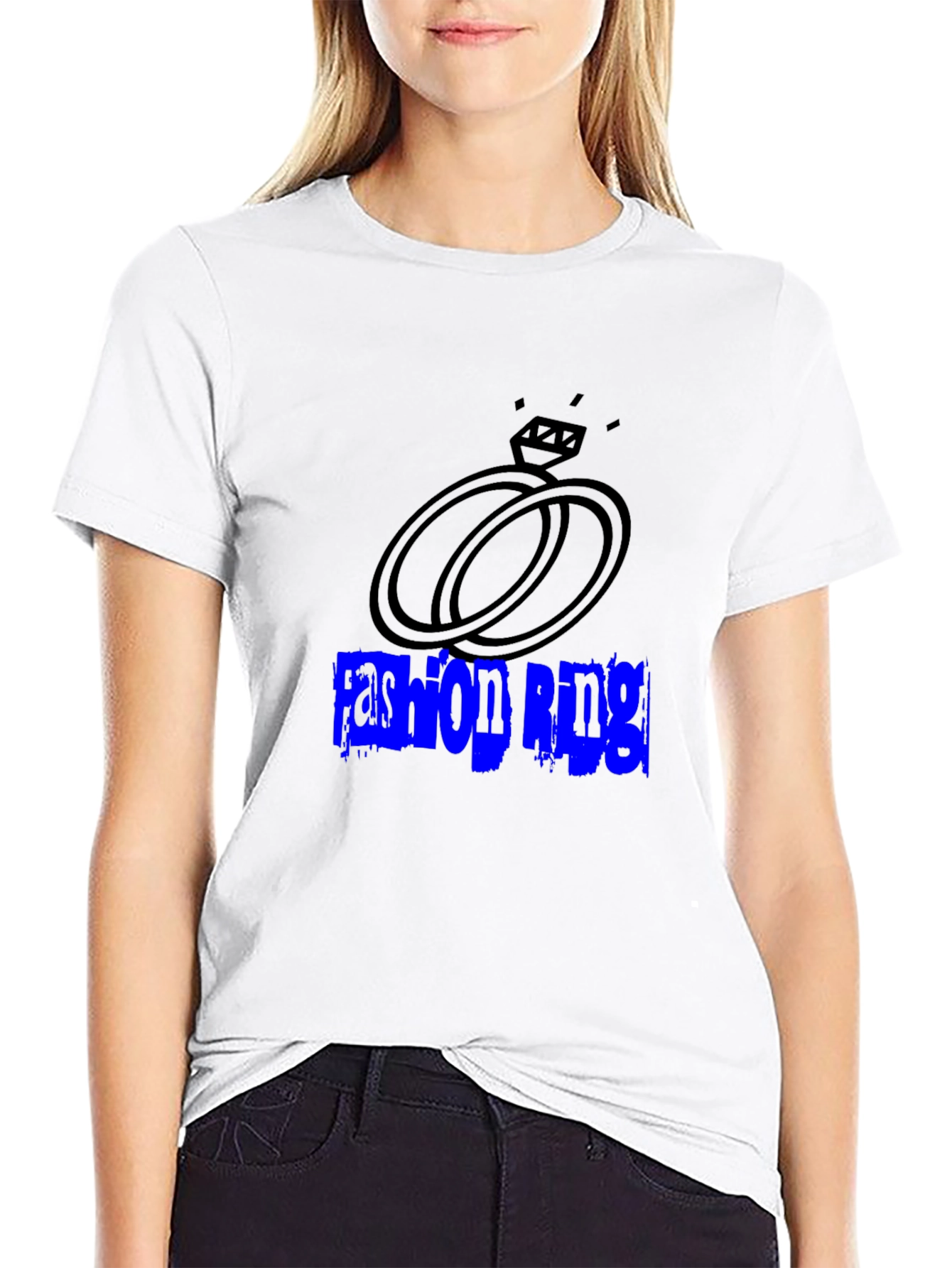 Fashion Ring Graphic T-Shirt - Black Casual Tee