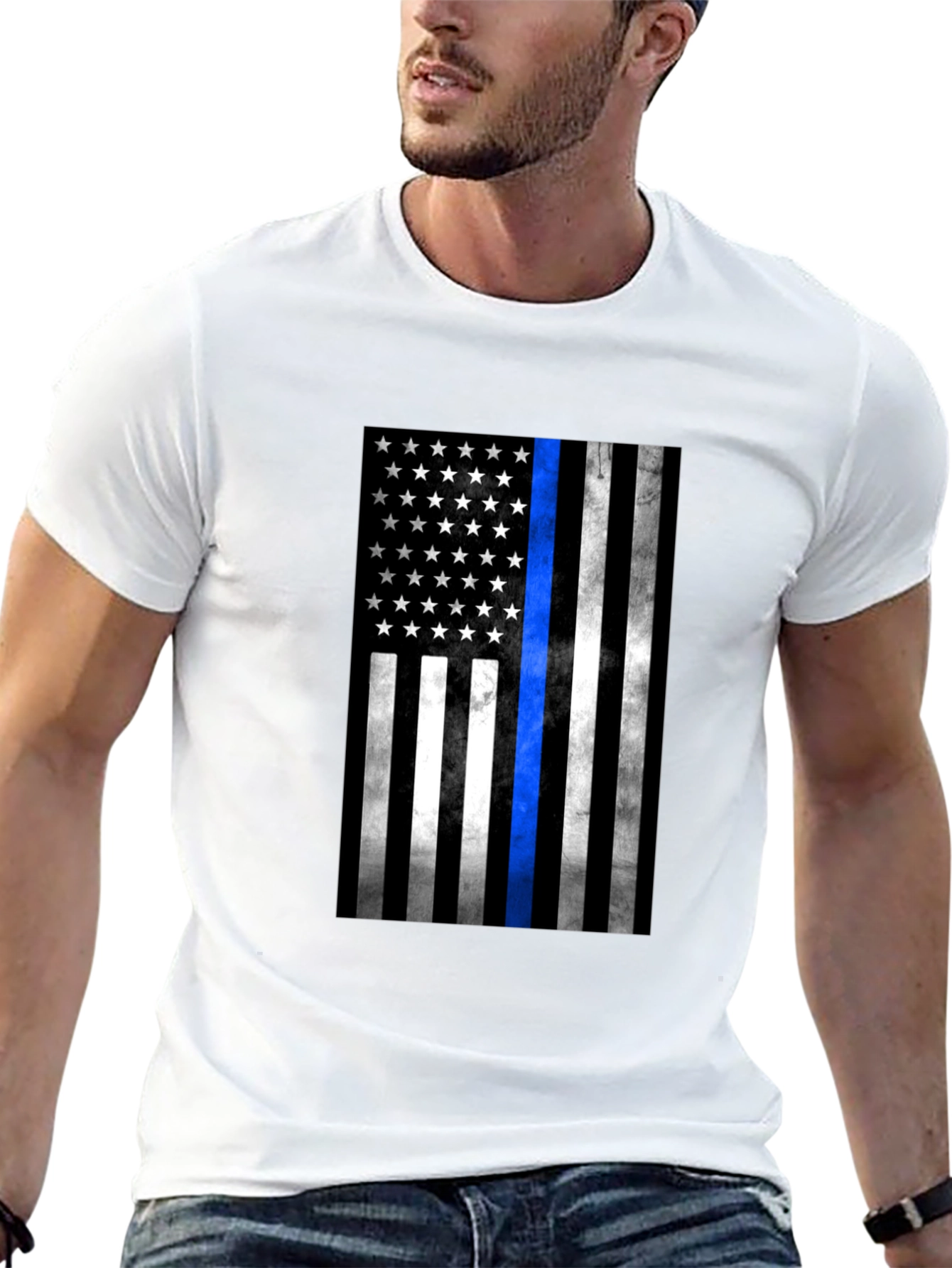 Thin Blue Line American Flag T-Shirt