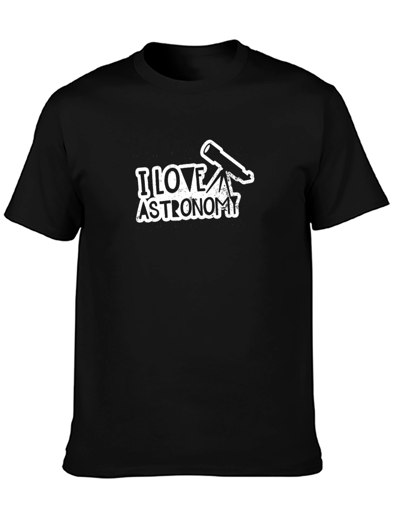 I Love Astronomy Telescope Graphic Black T-Shirt