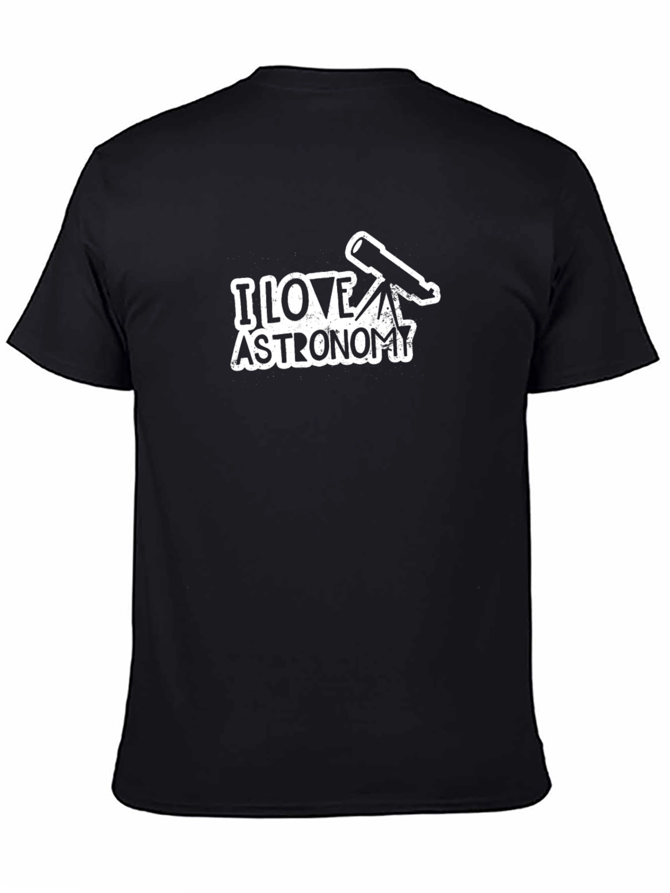I Love Astronomy Telescope Graphic Black T-Shirt