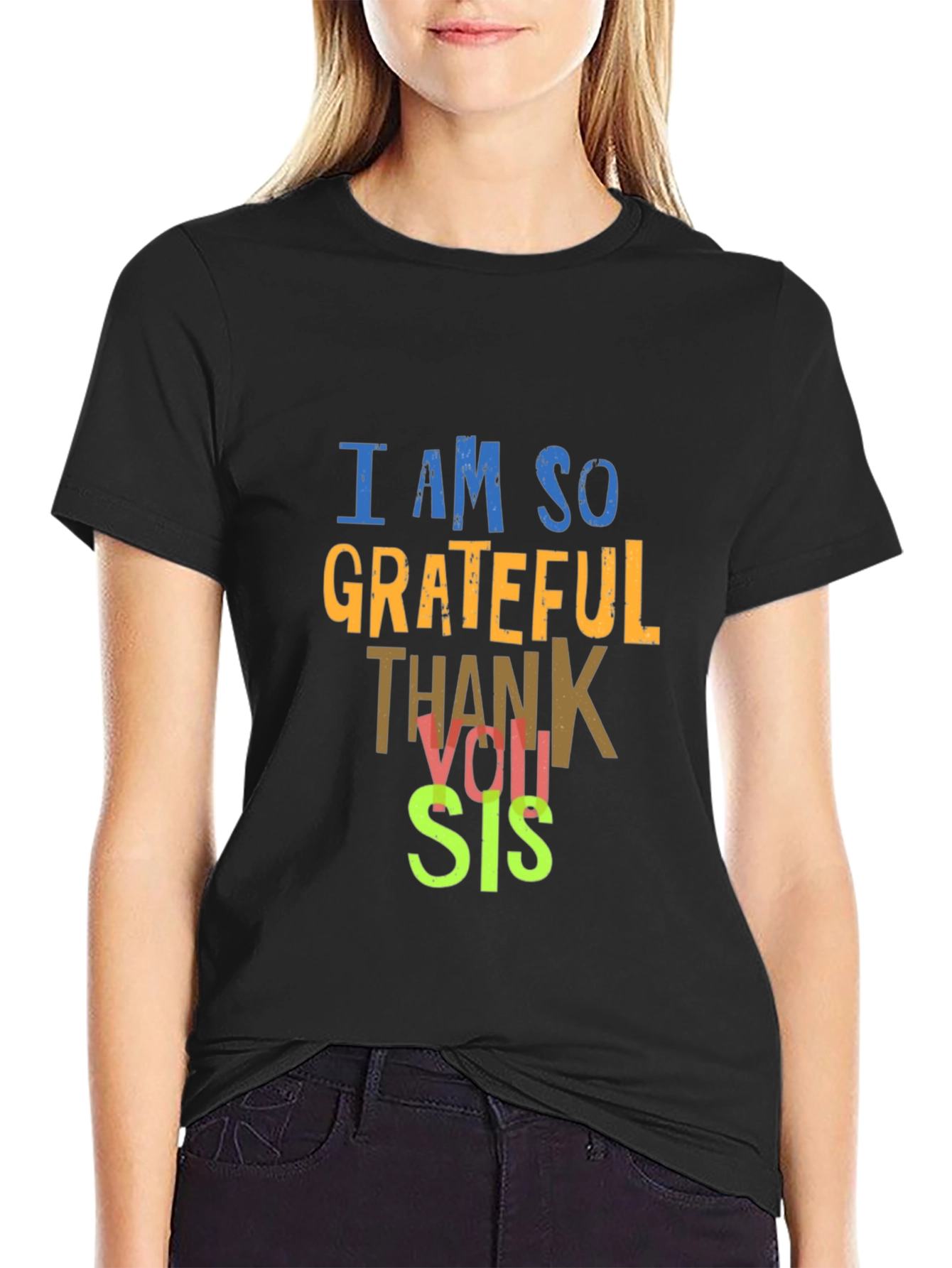 Grateful Thank You Sis T-Shirt - Mens Black Tee