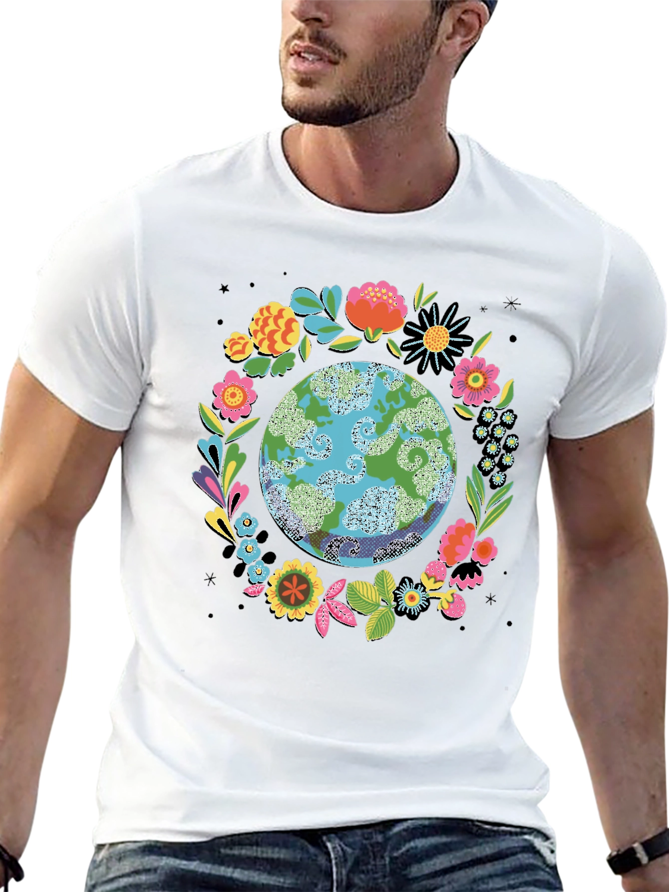 Floral Earth Graphic Tee - Earth Day Shirt