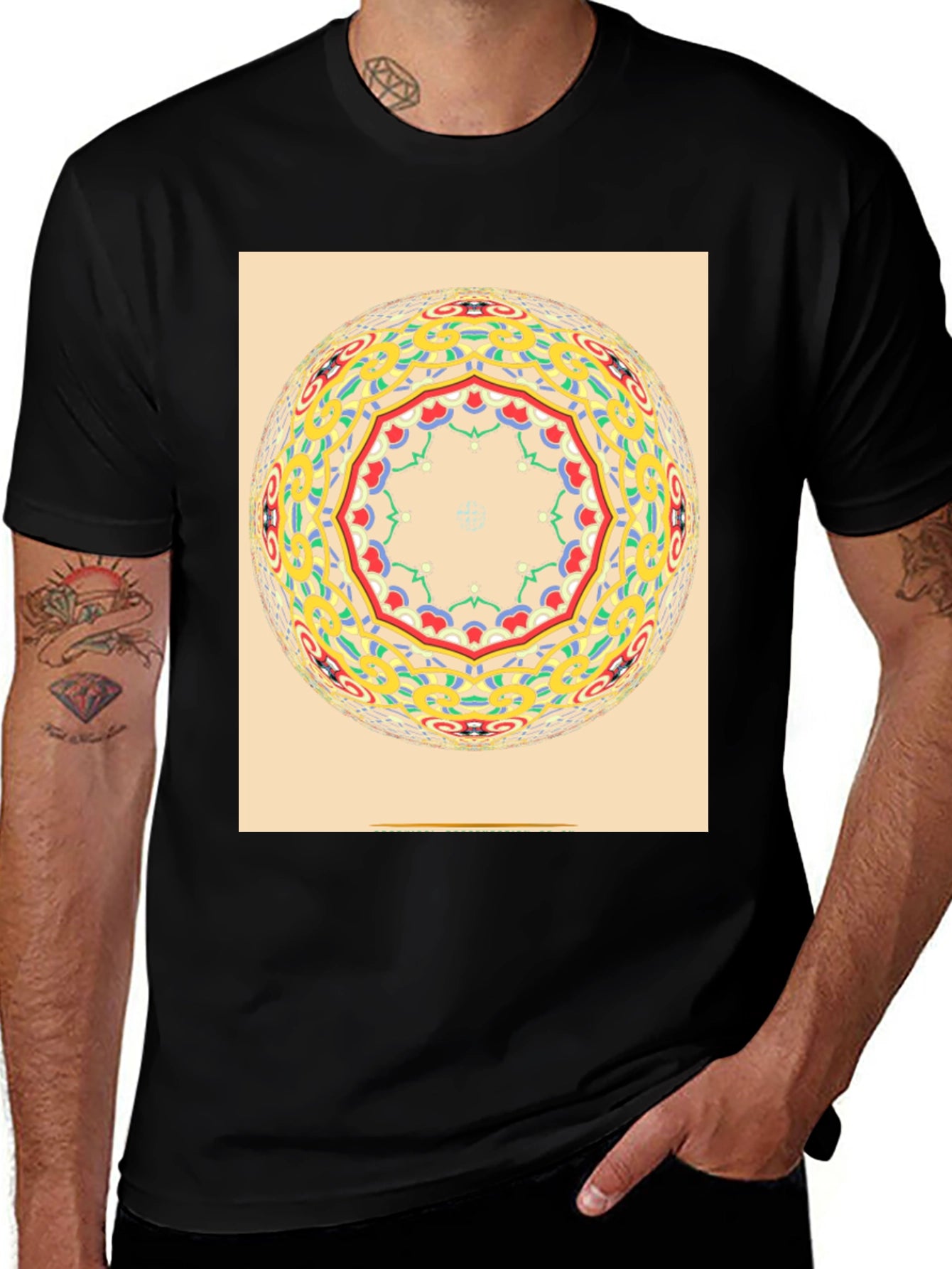 Mandala Sphere Graphic Black T-Shirt