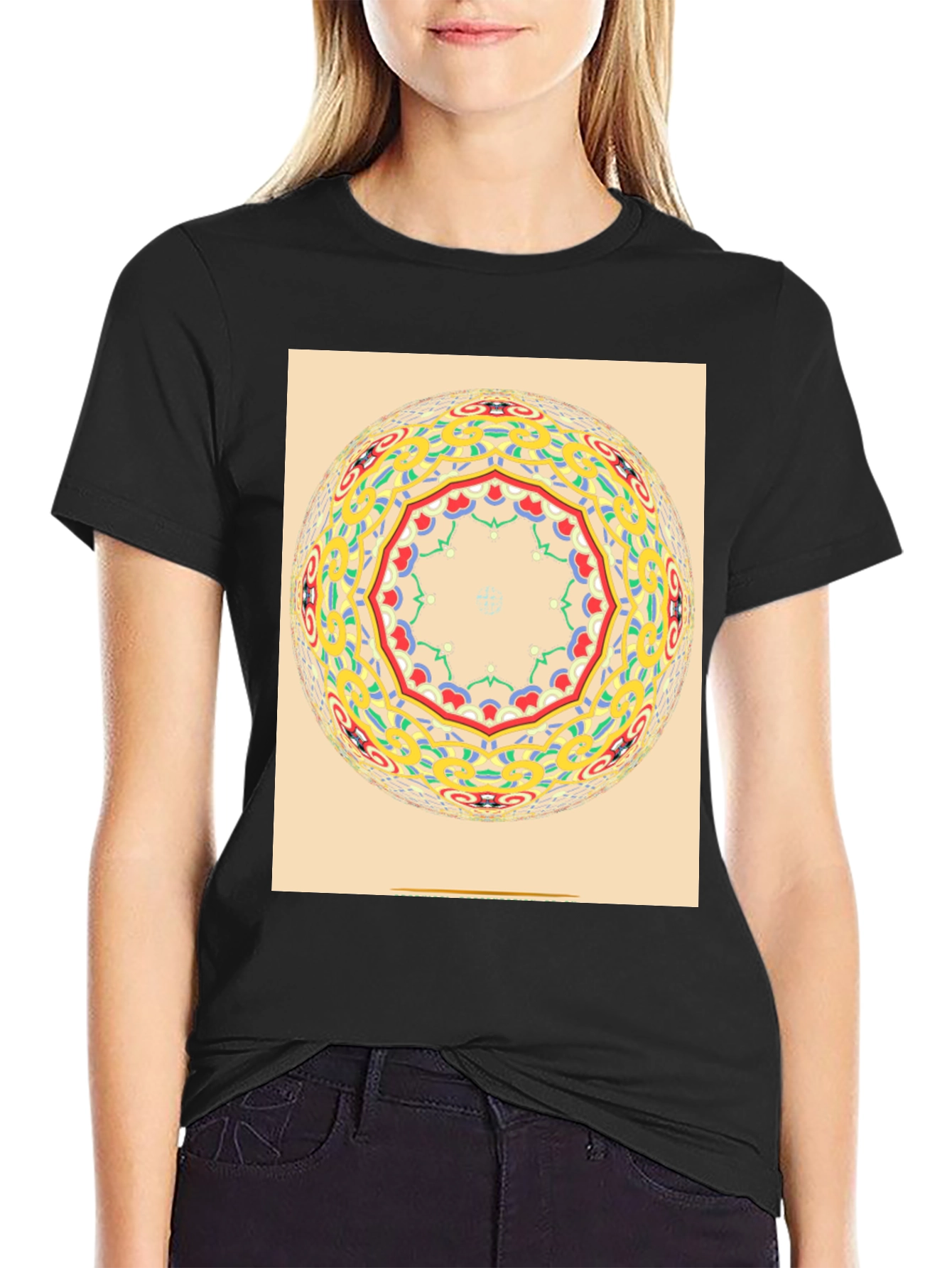 Mandala Sphere Graphic Black T-Shirt