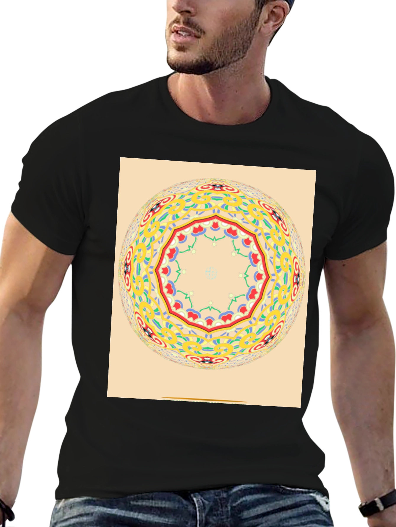 Mandala Sphere Graphic Black T-Shirt