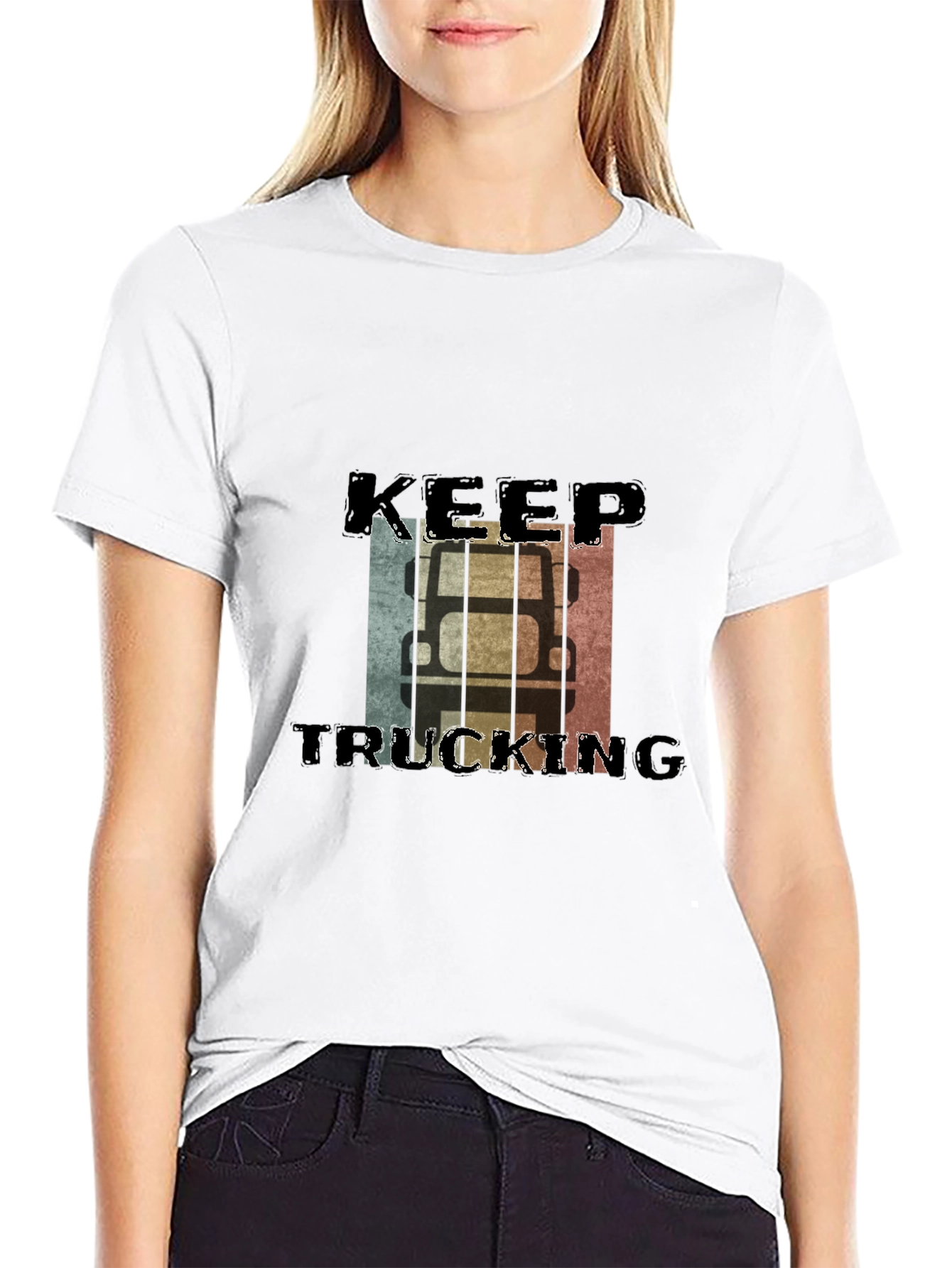 Keep Trucking Retro Style Black T-Shirt